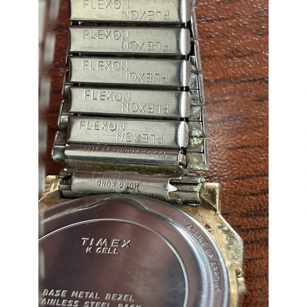 Vintage Timex K Cell Men Gold Tone Quartz Analog Digital Watch Untested Korea